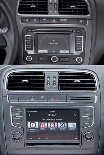 Переходная рамка для установки автомагнитолы Carav 22-538 VOLKSWAGEN Polo 2009+ (Чёрная) 9&quot;