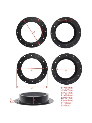 Подиум Volkswagen Golf 2003-2009 пластик простые 6,5" (16см), высота 3,8см (пара)