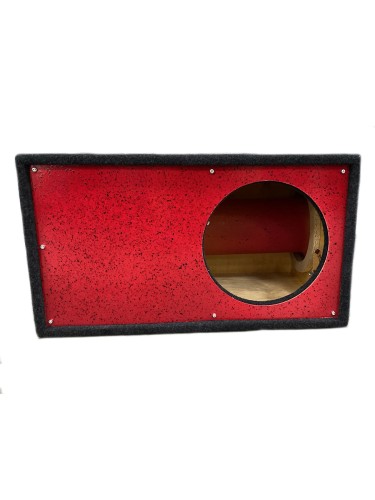 Короб под сабвуфер люкс 12" (30см) с трубой "искра черная на красном" 65L