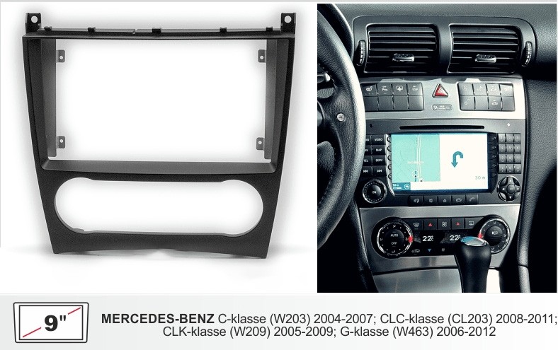 Переходная рамка для установки автомагнитолы Carav 22-132 Mercedes-Benz C-klasse (W203) 2004-2007; CLC (CL203) 2008-2011; CLK-klasse (W209) 2005-2009;