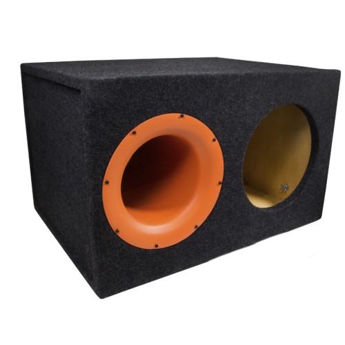 Короб под сабвуфер люкс 12" (30см) труба в лицо оранжевый 122L (К.3.29.6)