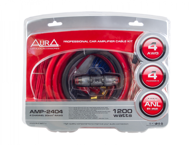 Комплект для подключения 4-х канального усилителя AurA AMP-2404