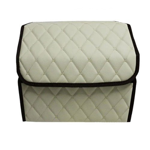 Сумка-органайзер в багажник авто 35*30*35см (фигурный ромб-бежевый/бежевый/коричневый)