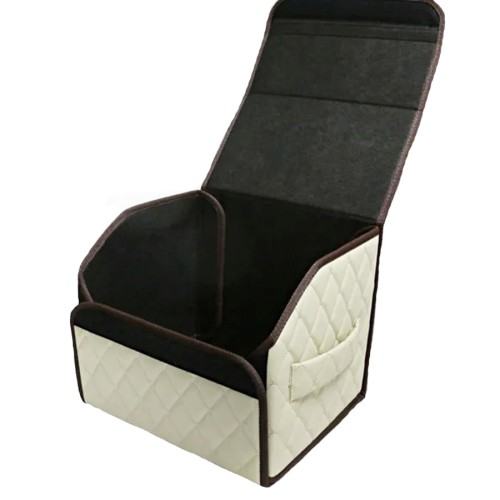 Сумка-органайзер в багажник авто 35*30*35см (фигурный ромб-бежевый/бежевый/коричневый)