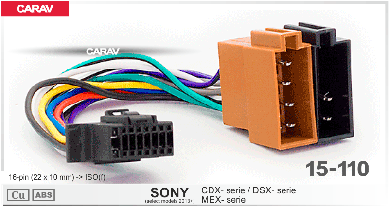 РАЗЪЕМ ДЛЯ ПОДКЛЮЧЕНИЯ АВТОМАГНИТОЛЫ SONY CDX-; DSX-; MEX-series