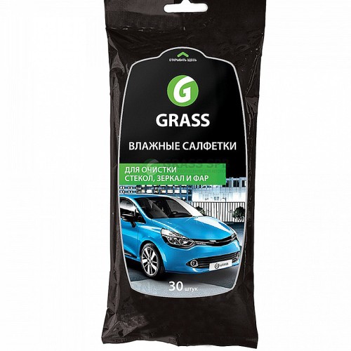 GraSS - влажные салфетки для очистки стекол, зеркал и фар (упаковка 30шт)
