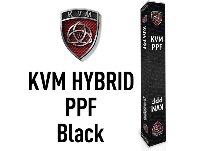 Антигравийная гибридная черная пленка на крышу KVM Hybrid PPF Black 1 пог.м, ширина 1,52м
