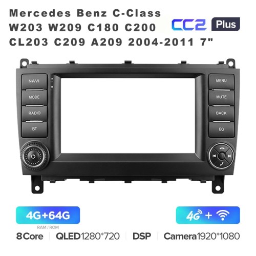 Штатная магнитола Teyes CC2 Plus Mercedes Benz C-Class W203 W209 C180 C200 CL203 C209 A209 2004-2011 7"