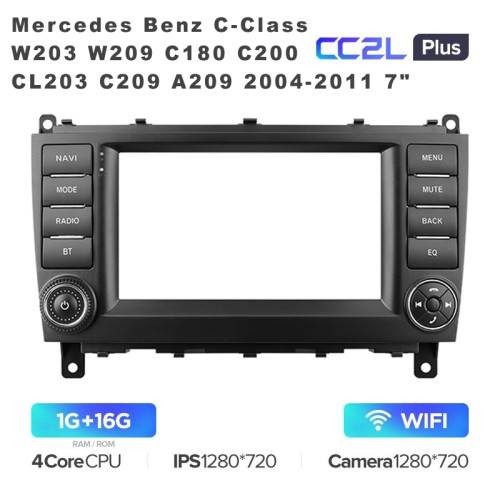 Штатная магнитола Teyes CC2L Plus Mercedes Benz C-Class W203 W209 C180 C200 CL203 C209 A209 2004-2011 7"