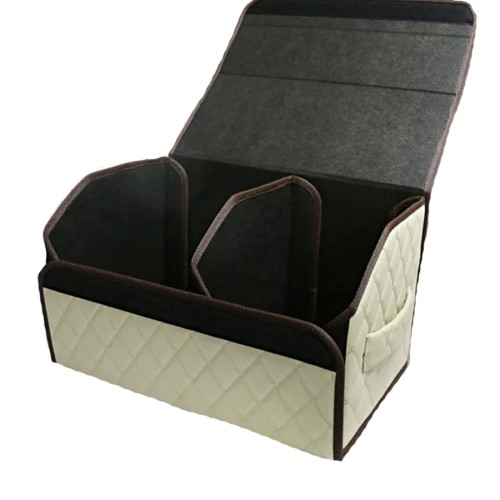 Сумка-органайзер в багажник авто 50*30*35см (фигурный ромб-бежевый/бежевый/коричневый)