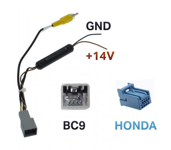 Ksize BC9 адаптер для подключения штатной видеокамеры Honda 2013+ к новой магнитоле (синий разъем)