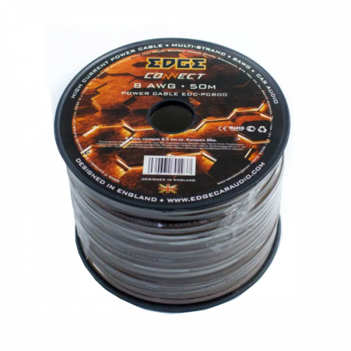 КАБЕЛЬ EDGE EDC-PC800 СИЛОВОЙ CCA 8AWG ЧЕРНЫЙ (1 метр)
