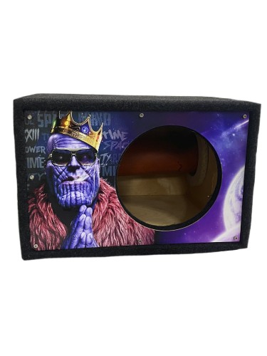 Короб под сабвуфер люкс 10" (25см) с трубой 46L , аэрография Танос