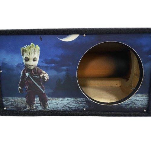 Короб под сабвуфер люкс 10&quot; (25см) с трубой 46L , аэрография Грут