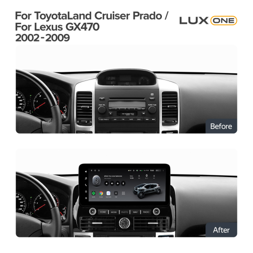 Установочный комплект Teyes Тиайс LUX ONE для Toyota Land Cruiser Prado 120 3 III / Lexus GX470 GX 470 J120 2002-2009 12.3″