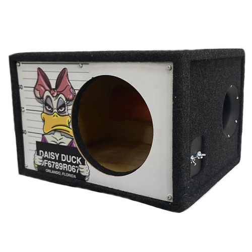 Короб под сабвуфер люкс 10&quot; (25см) с трубой 46L , аэрография Утка Duck
