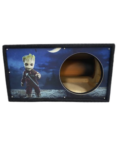 Короб под сабвуфер люкс 12" (30см) с трубой 76L , аэрография Грут