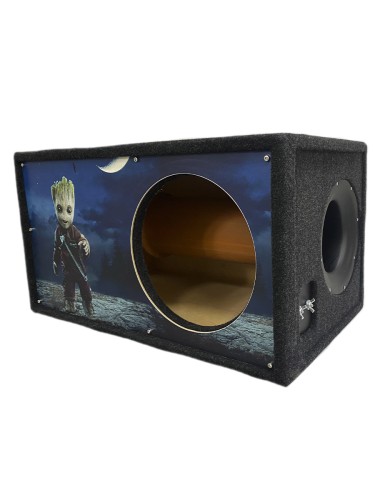 Короб под сабвуфер люкс 12" (30см) с трубой 76L , аэрография Грут