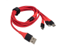 Кабель питания 3 в 1 USB-microUSB,USB Type-C,Lighting AuRa TPC-U32R 1.2м красный тканевый