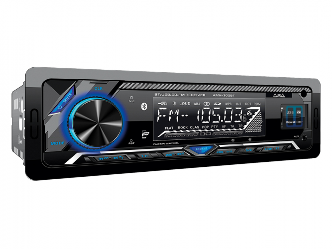 Магнитола (головное устройство) 1Din Aura AMH-302BT