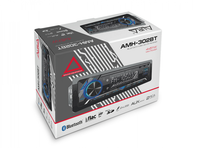 Магнитола (головное устройство) 1Din Aura AMH-302BT