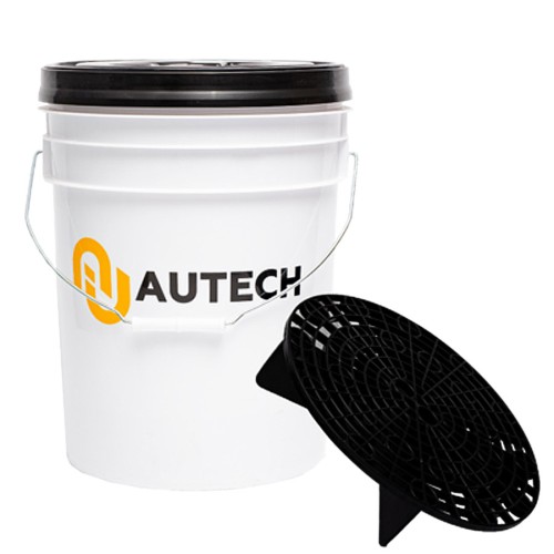 AuTech - ведро для мойки автомобиля с крышкой и пескоотделителем 20л, белый