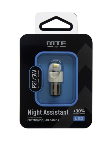 Светодиодная автолампа MTF Light Night Assistant LED P21/5W белый (1шт)