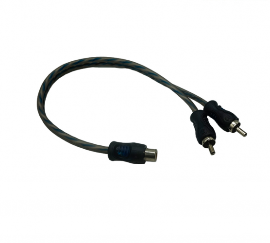 RC1-2M1F Сигнальный кабель RCA, Y-адаптер: 2 штекера – 1 гнездо, витая пара, медный проводник сигнала, цвет чёрно-синий