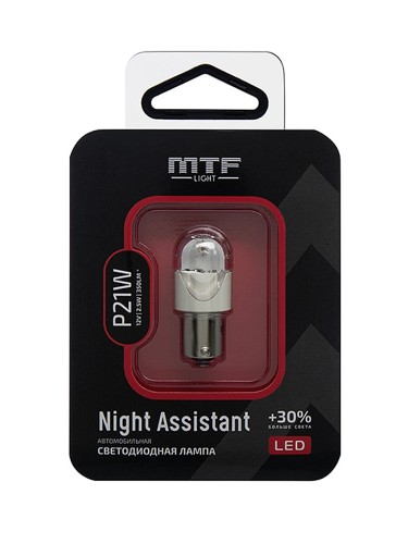 Светодиодная автолампа MTF Light Night Assistant LED P21W красный (1шт)