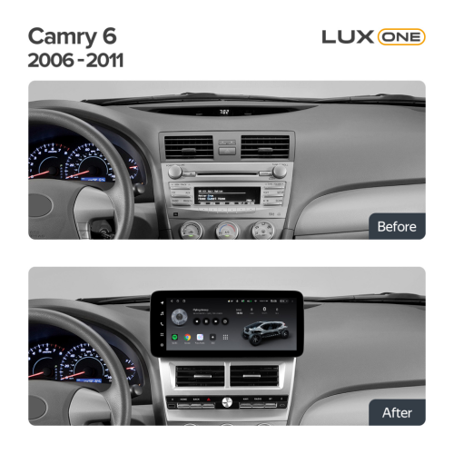 Штатная магнитола Teyes Тиайс Lux One 6+128Gb 12.3" (Round Corner) Toyota Camry 6 XV 40 50 2006-2011 (F2)