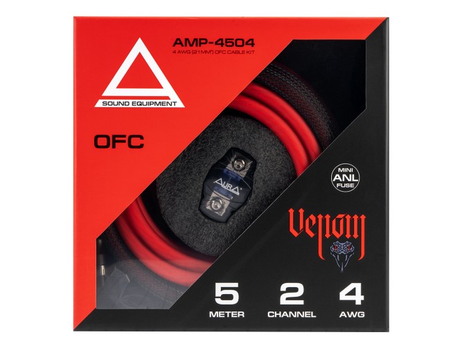 Комплект для подключения 2-х канального усилителя AurA VENOM AMP-4504