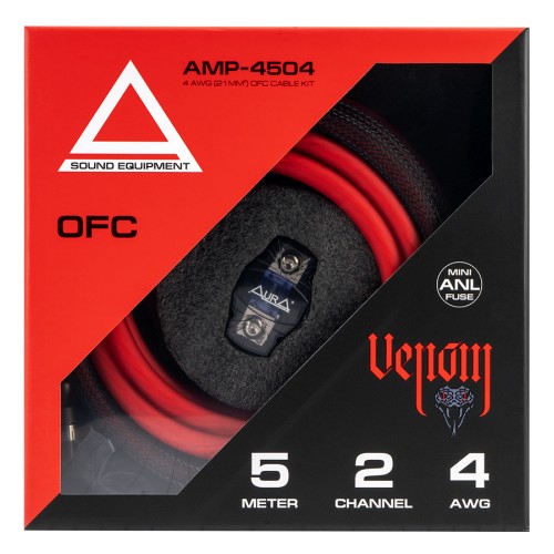 Комплект для подключения 2-х канального усилителя AurA VENOM AMP-4504