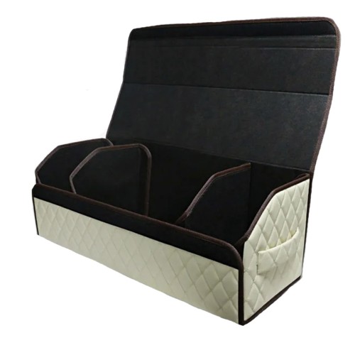 Сумка-органайзер в багажник авто 80*30*35см (фигурный ромб-бежевый/бежевый/коричневый)