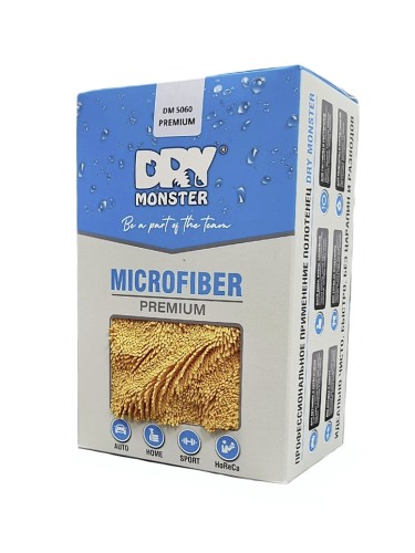 Dry Monster Premium - микрофибра для сушки плетение двойная крученая петля 50х60см, 700гр/м, оранжевый