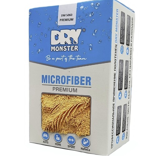 Dry Monster Premium - микрофибра для сушки плетение двойная крученая петля 50х60см, 700гр/м, оранжевый