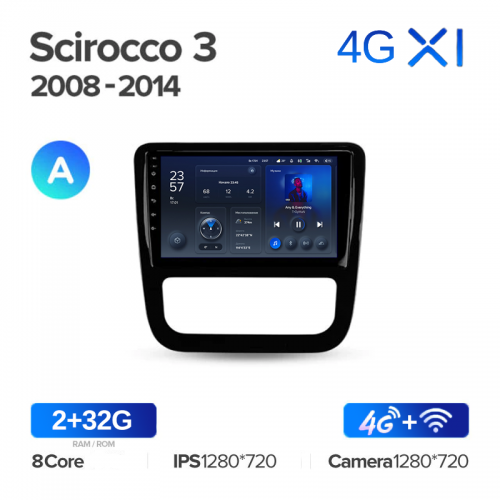 Штатная магнитола Teyes X1 Wi-Fi + 4G Volkswagen Scirocco 3 III Mk3 2008-2014 (Комплектация A)