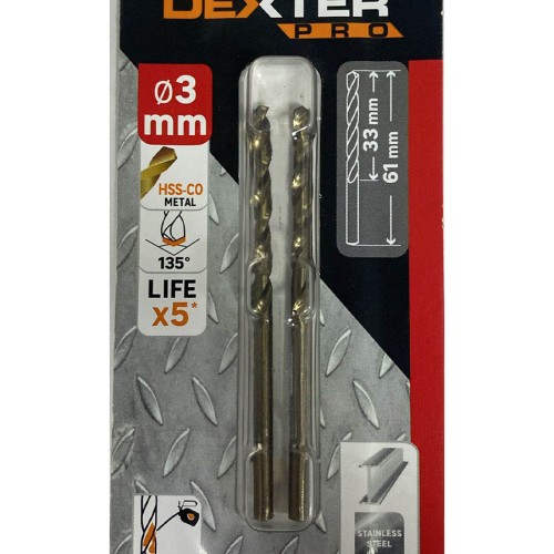 Сверло спиральное по металлу DexterPro 61мм, диаметр 3мм