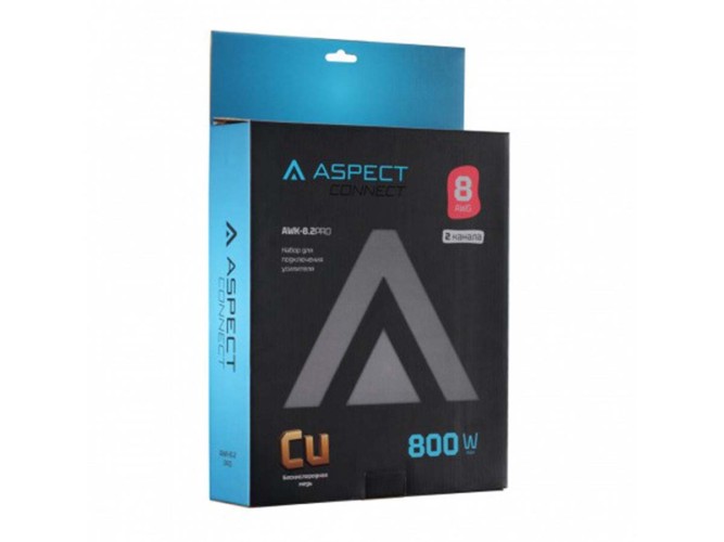 Комплект проводов Aspect для подключения 2-х канального усилителя, бескислородная медь (OFC) 8 AWG 2RCA-2RCA