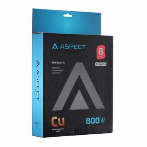 Комплект проводов Aspect для подключения 2-х канального усилителя, бескислородная медь (OFC) 8 AWG 2RCA-2RCA