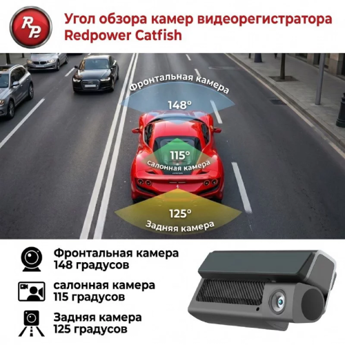 Трехканальный видеорегистратор RedPower Catfish 4K 4G(LTE)