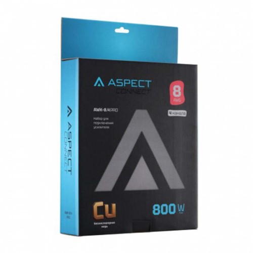 Комплект проводов Aspect для подключения 4-х канального усилителя, бескислородная медь (OFC) 8AWG 4RCA-4RCA