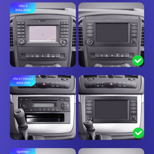 Установочный комплект Teyes для Mercedes-Benz B-Class T245 2005-2011 Vito 3 W447 2014-2020 Vito 2 Viano 2 W639 2003-2015 Sprinter 2009-2015 7"