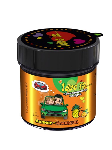 Miodore Love Is - гелевый ароматизатор в авто на приборную панель ананас-апельсин 100гр