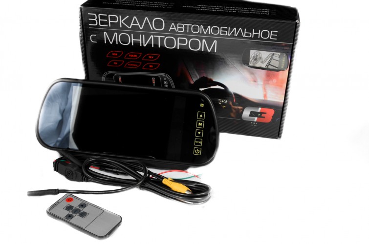 Зеркало заднего вида со встроенным 7-ми дюймовым цветным широкоформатным экраном
