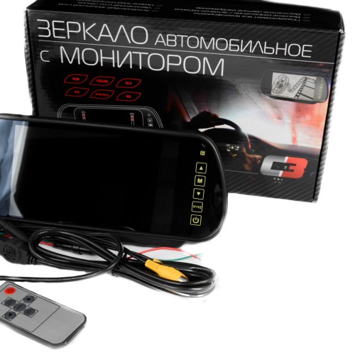 Зеркало заднего вида со встроенным 7-ми дюймовым цветным широкоформатным экраном