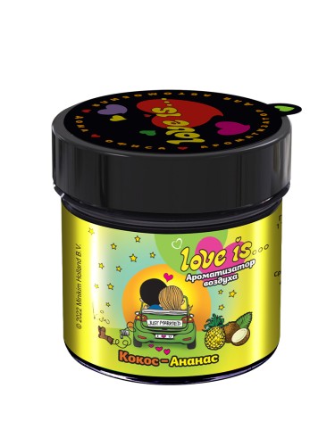 Miodore Love Is - гелевый ароматизатор в авто на приборную панель кокос-ананас 100гр