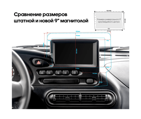 Рамка для установки в Лада Нива Тревел (Lada Niva Travel) 20+, Chevrolet Niva 02 - 20 (9 дюймов)