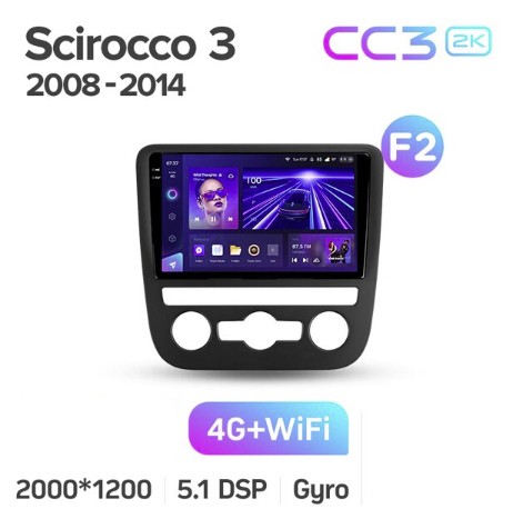 Штатная магнитола Teyes CC3 2K для Volkswagen Scirocco 3 III Mk3 2009-2014 (Комплектация B) 9"