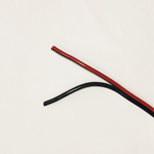 Провод ШВП 2х0,5 300/300В, Чёрный с Красной Полосой (1 метр)