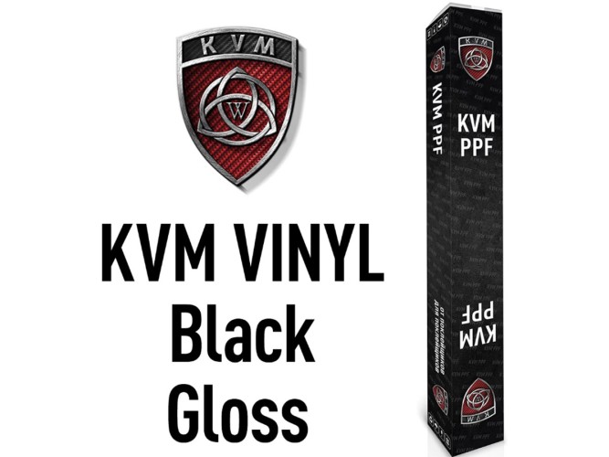 Черная виниловая глянцевая пленка KVM Vinyl Black Gloss 1м, ширина 0,4м